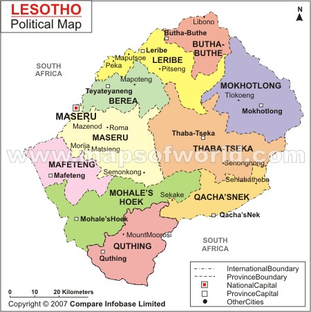 lesotho politique carte