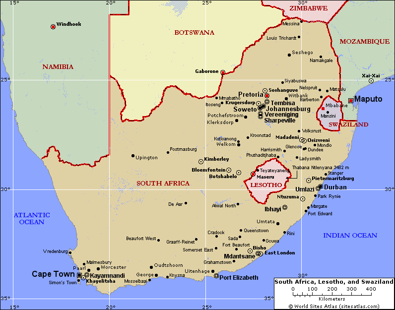 lesotho carte sud afrique