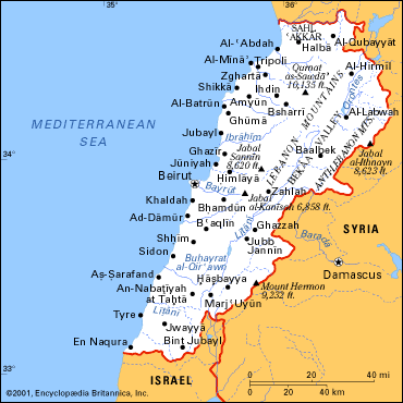 liban villes carte