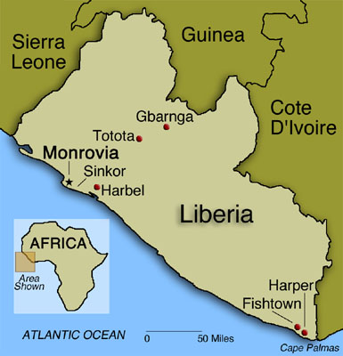 liberia villes carte