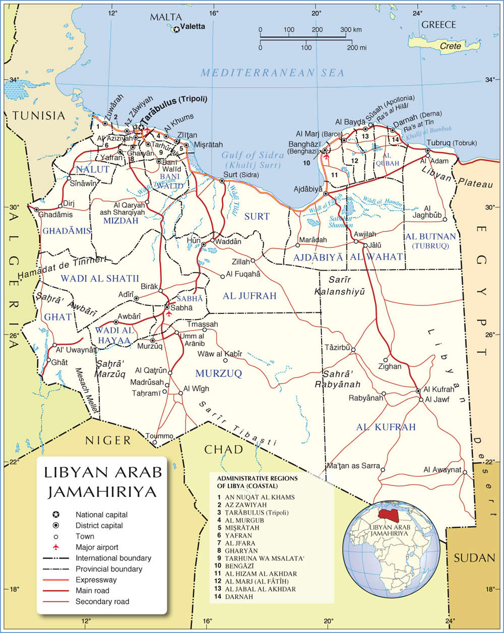 libye regions carte