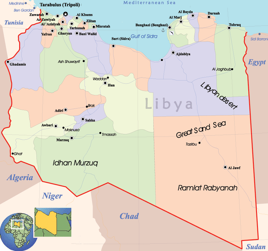 libye regions carte