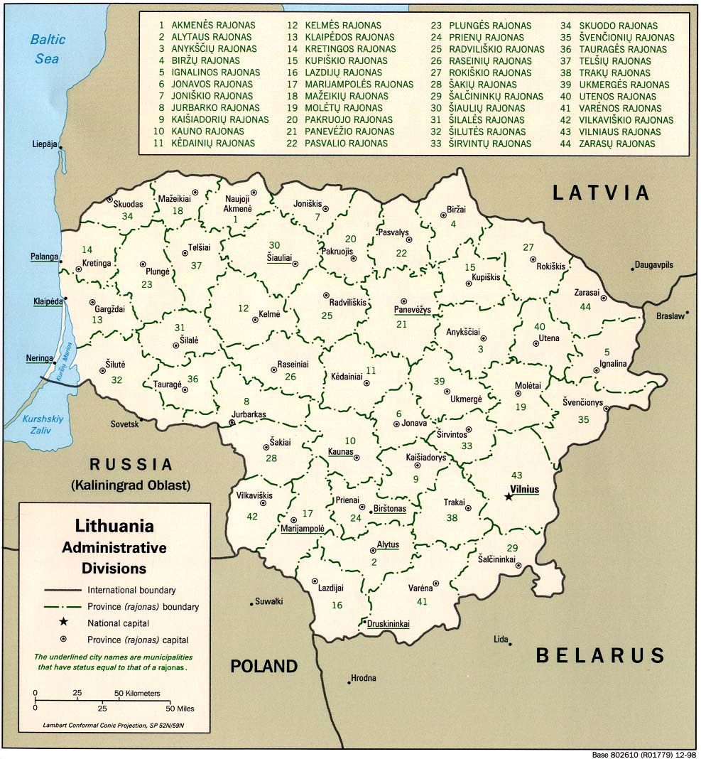 administratif carte du lituanie