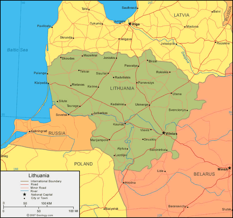 carte du lituanie