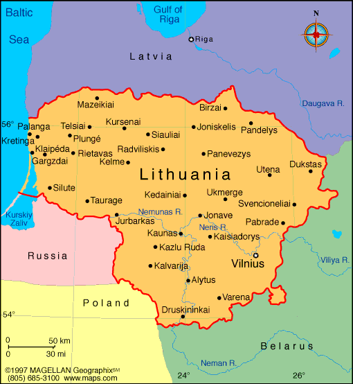 politique carte du lituanie