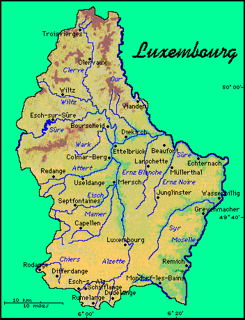 physique carte du luxembourg
