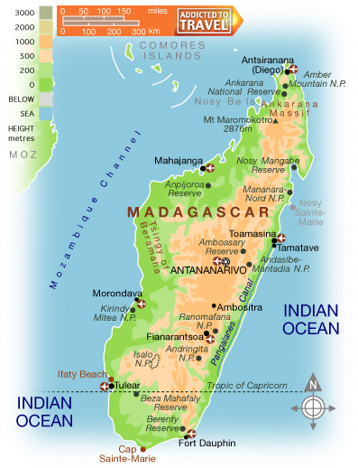 madagascar carte inden ocean