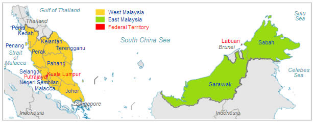 carte du malaisie