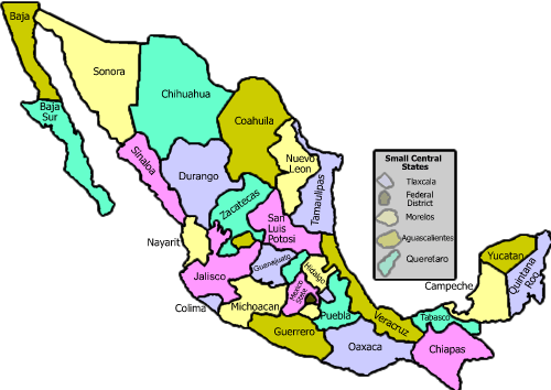 mexique regions cartes