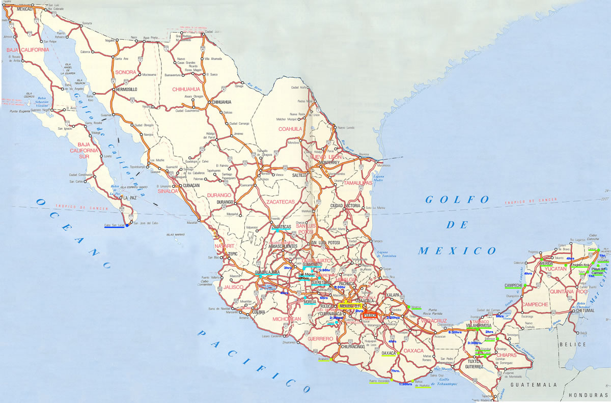 mexique itineraire carte