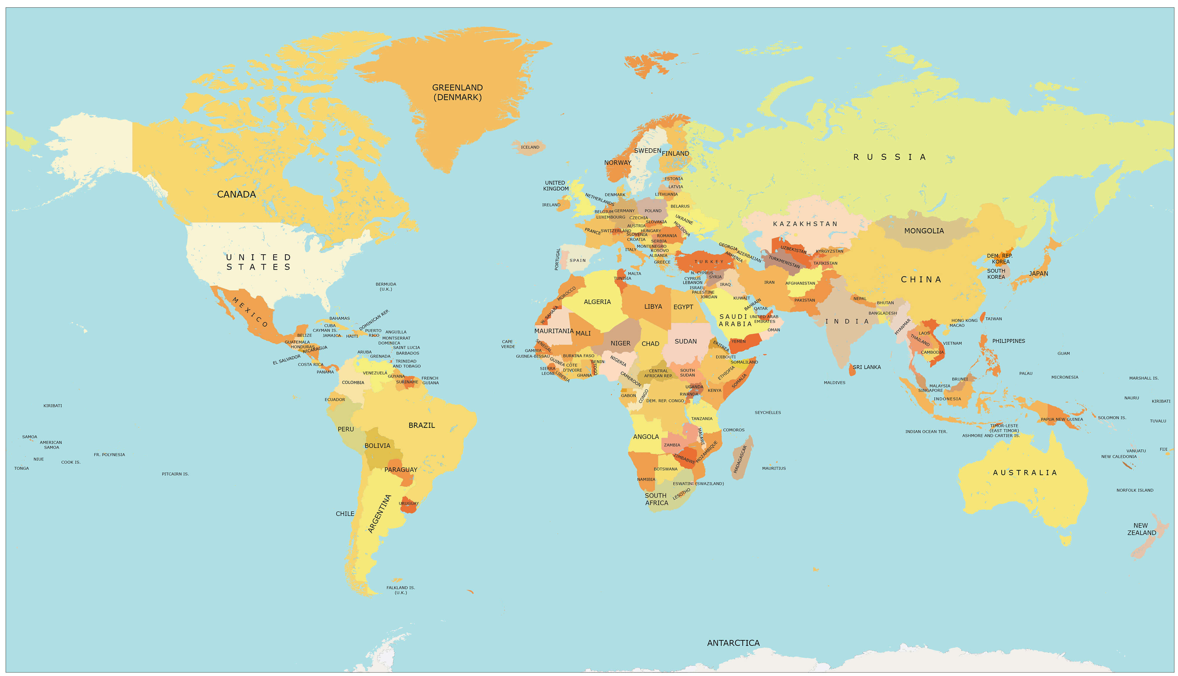 Carte des pays du Monde