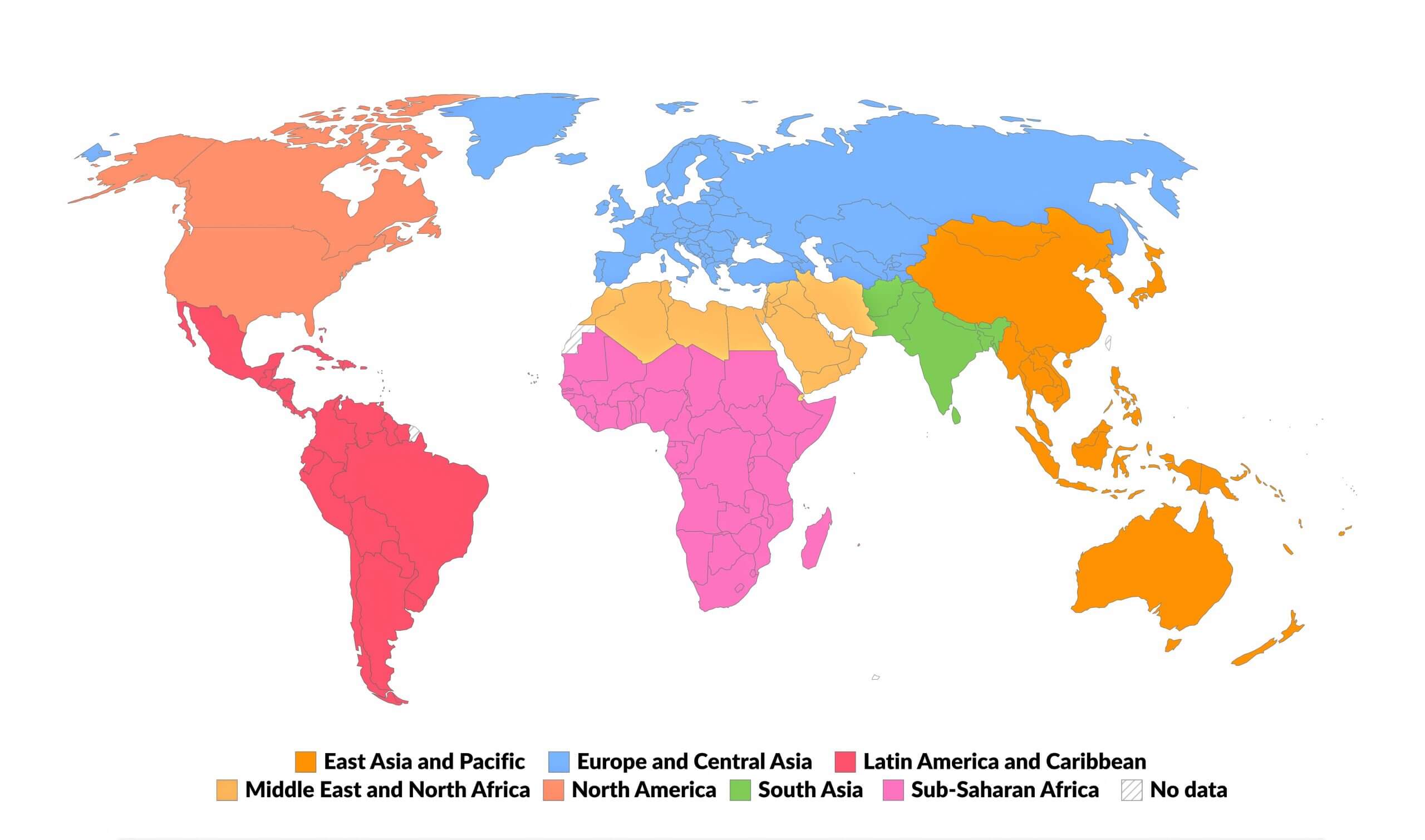 Carte des regions du Monde
