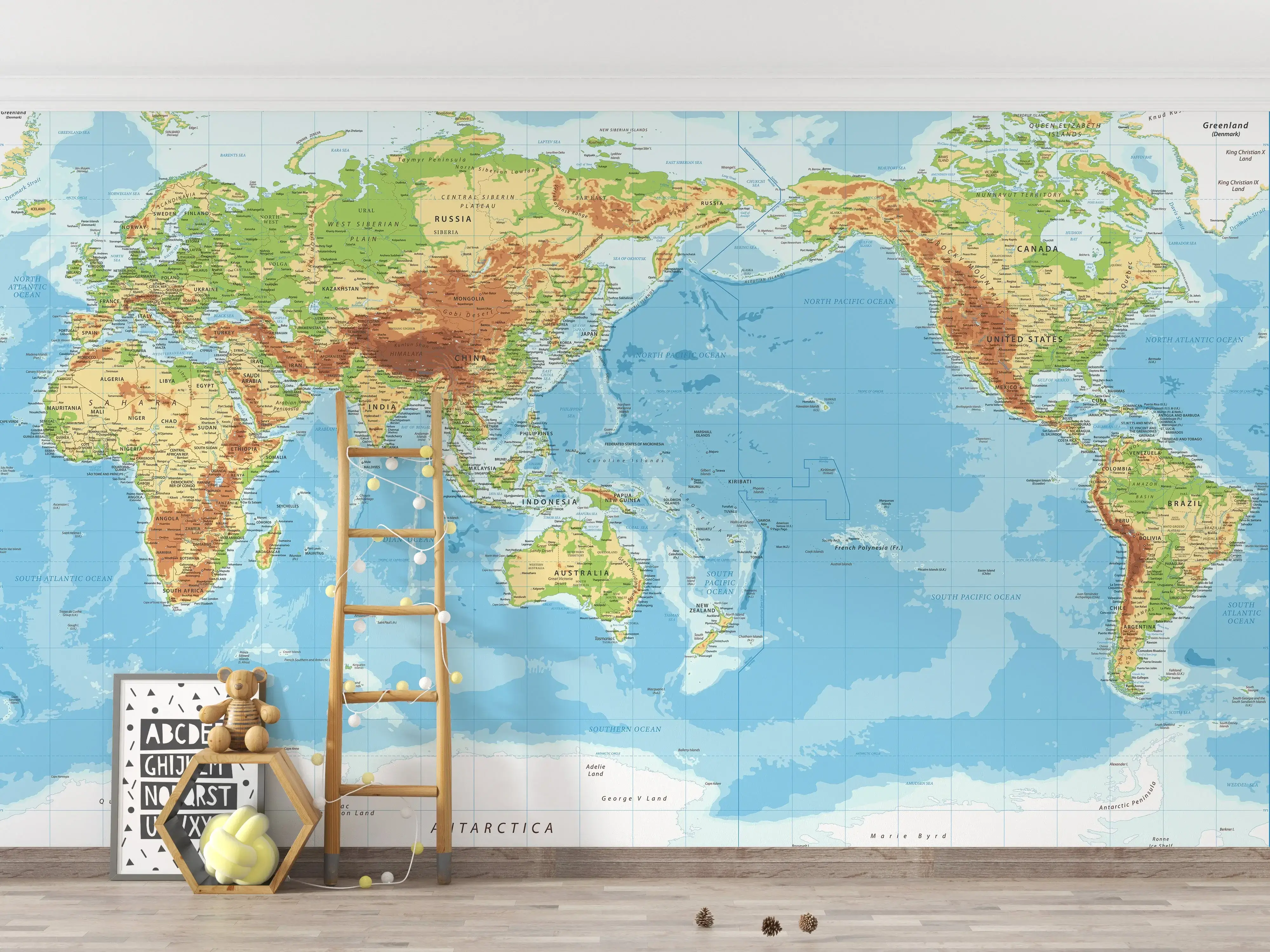 Carte du Monde fond ecran vue pacifique