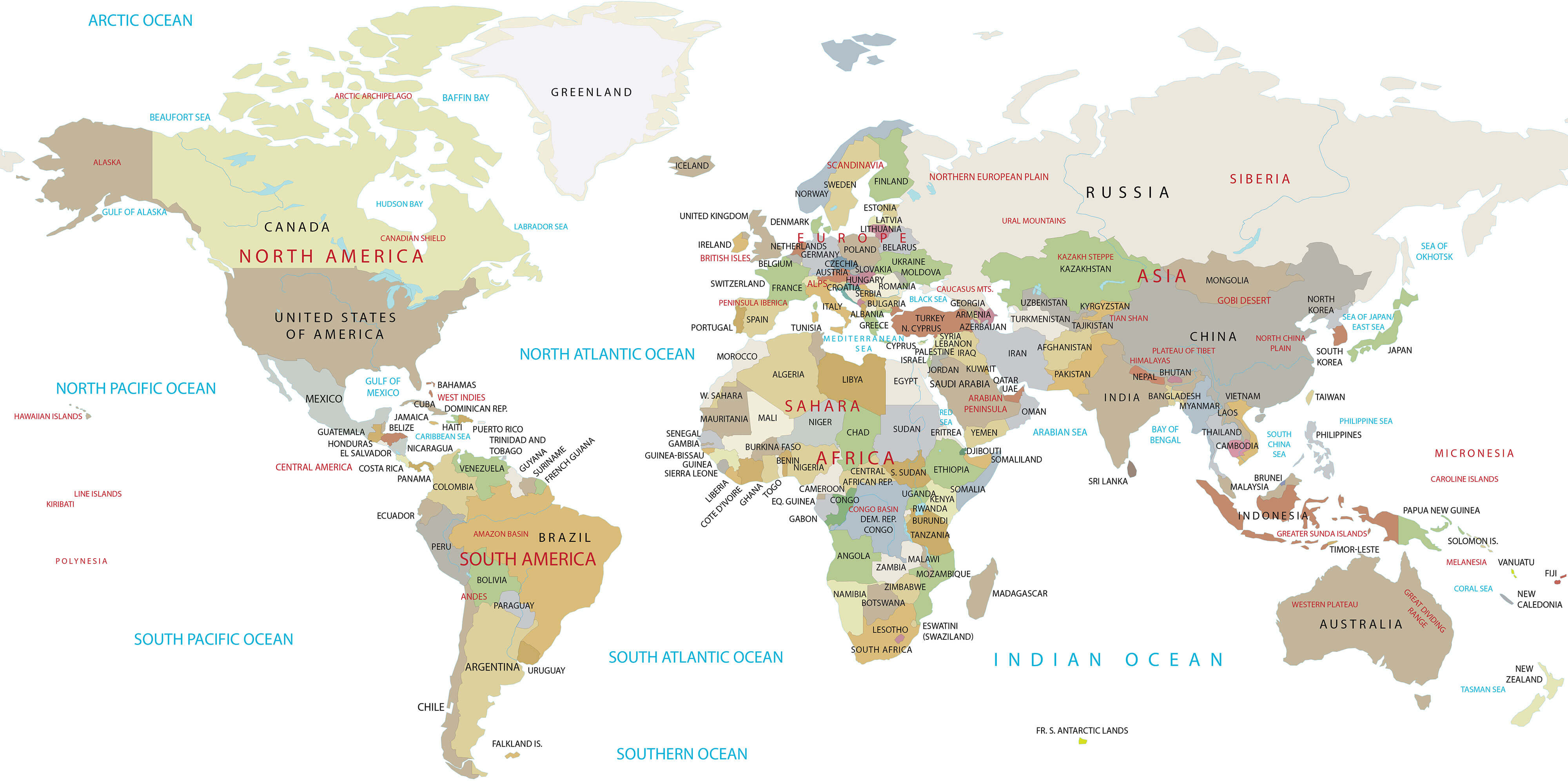 Carte du Monde haute resolution
