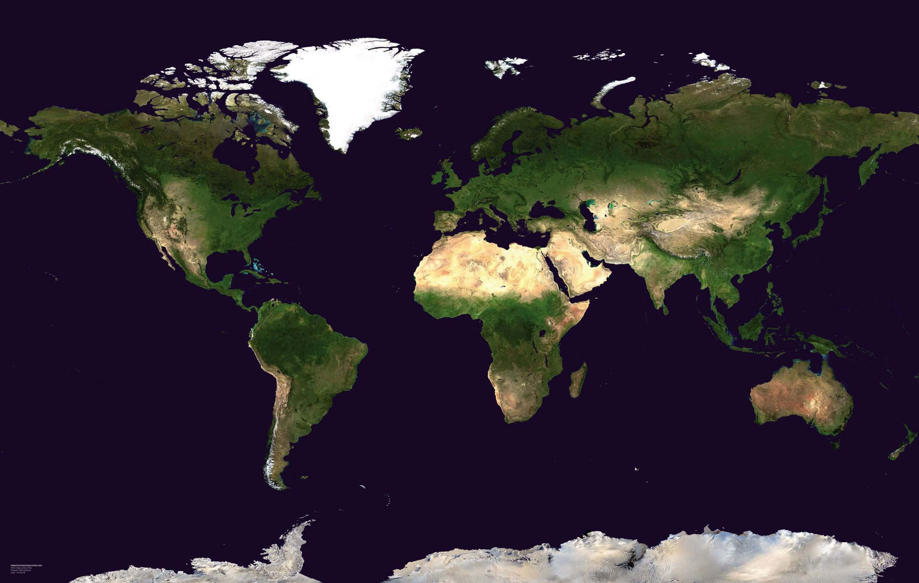Carte satellite du Monde