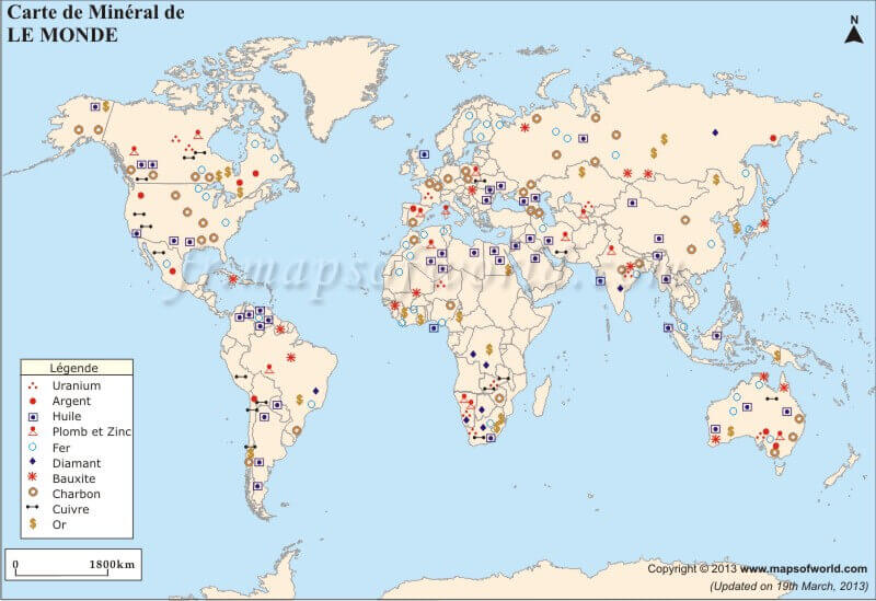 Carte de Minera du Monde