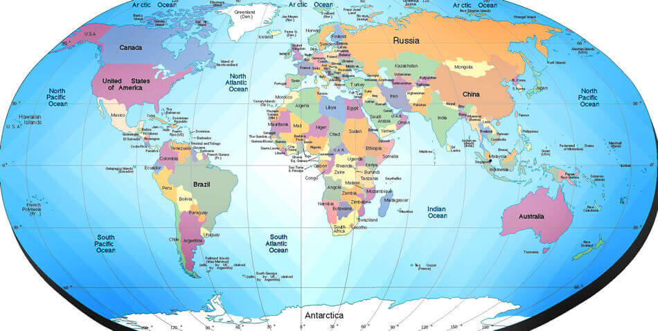 Carte du Monde Frontieres du Pays