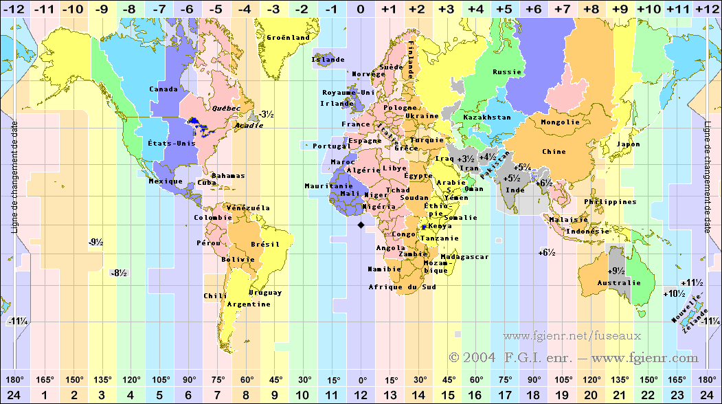 Carte du Monde Latitude Longitude