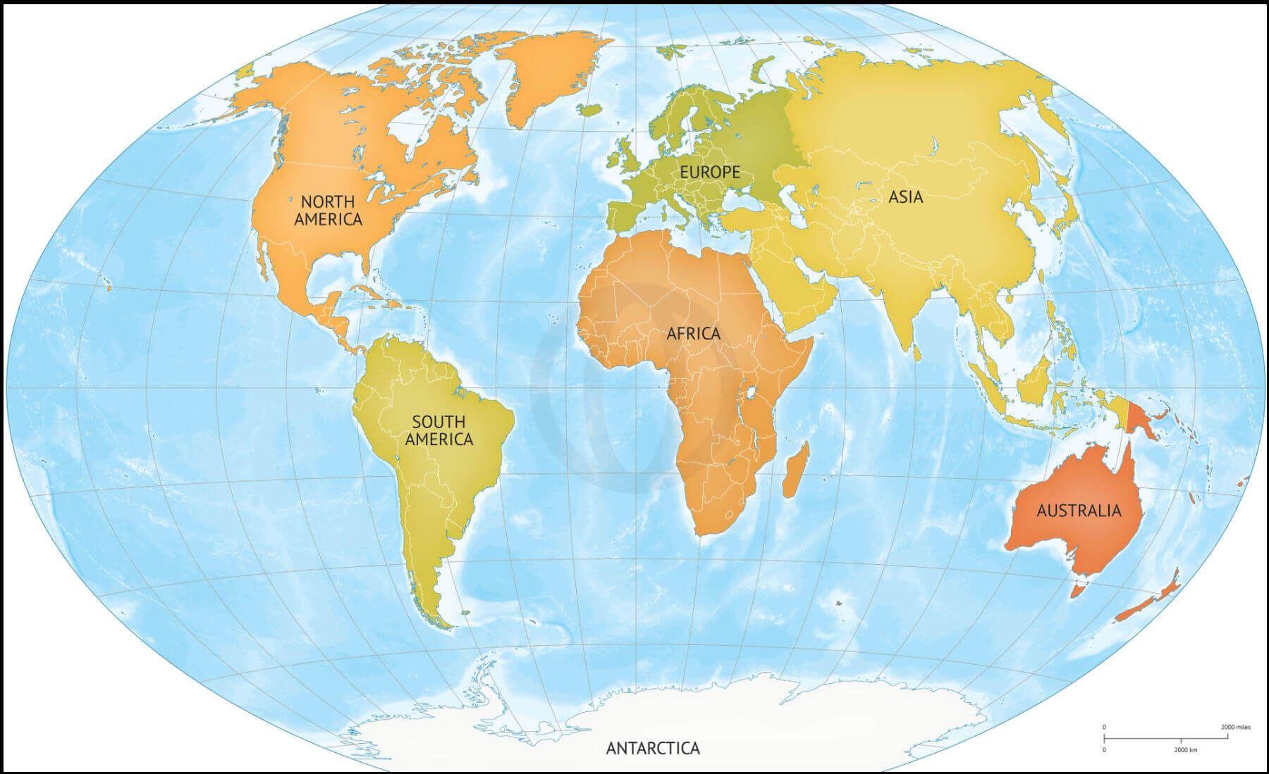 Carte des continents du Monde vierge