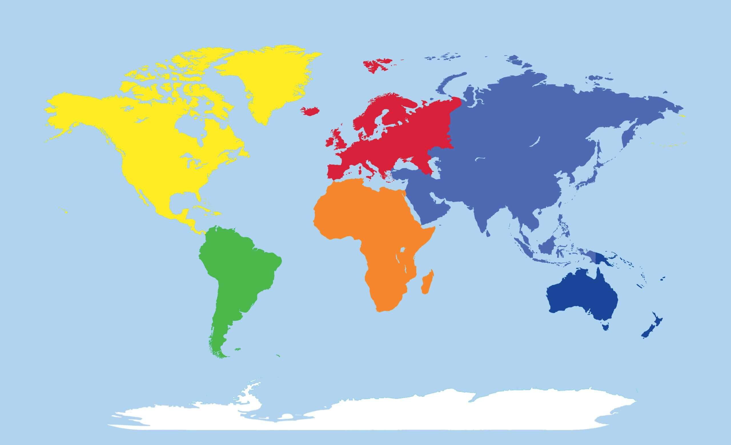 Carte vierge coloree des continents
