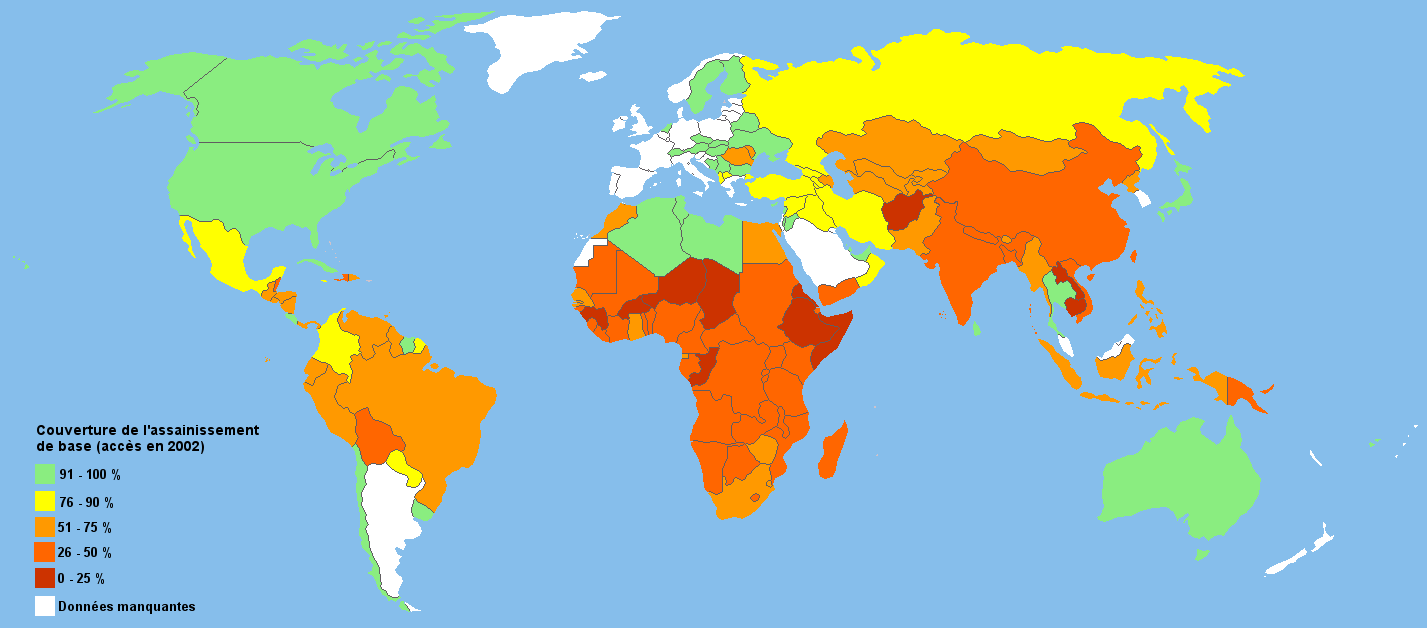 Couverture Assainissement Monde Carte