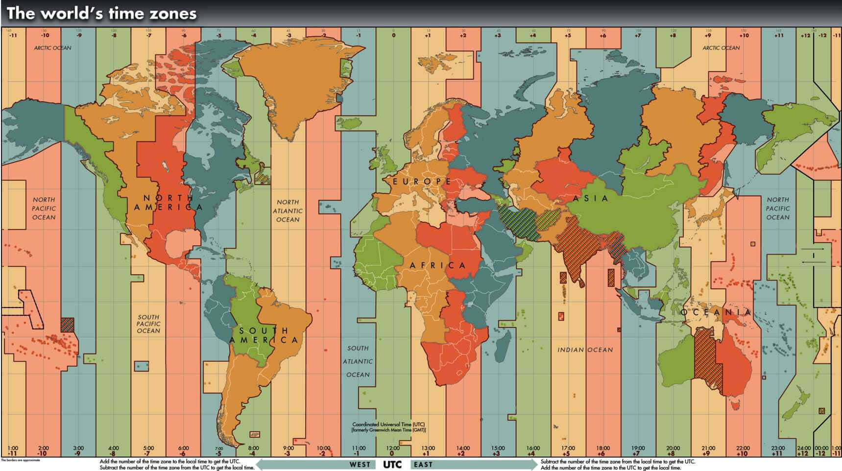 Carte des fuseaux horaires du Monde avec europe