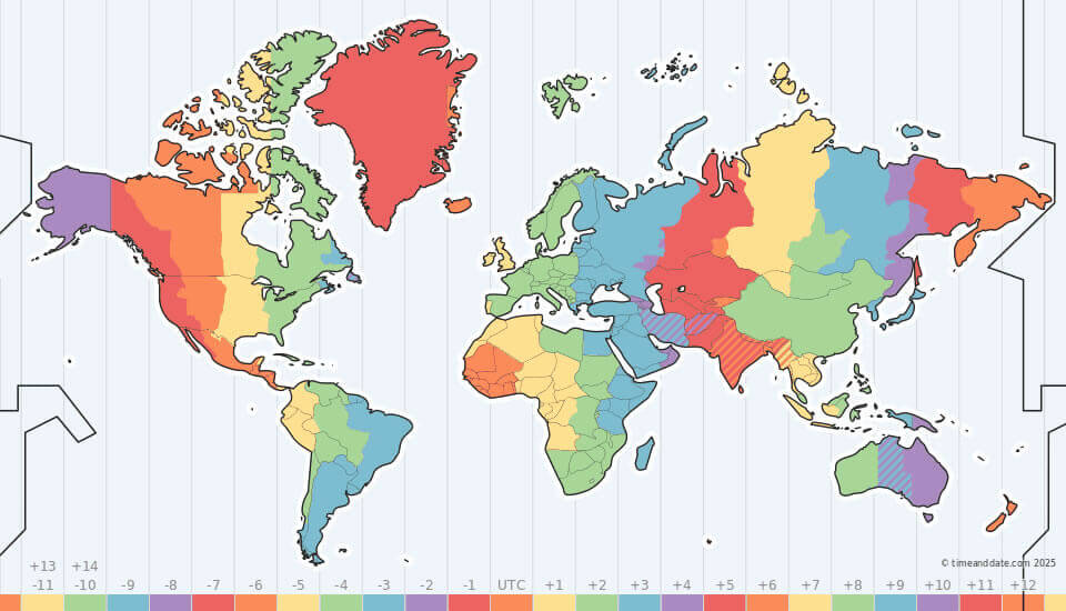 Carte des fuseaux horaires du Royaume Uni