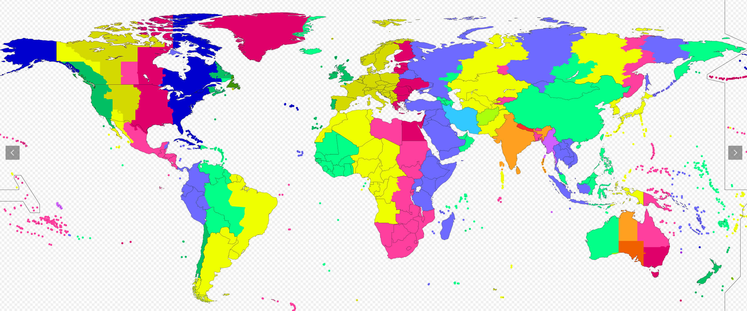 Carte des fuseaux horaires par pays du Monde
