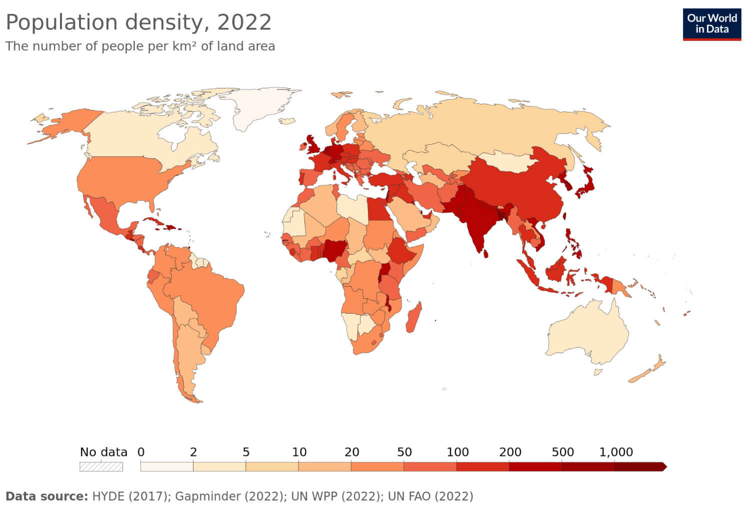 Carte densite de population mondiale gratuite