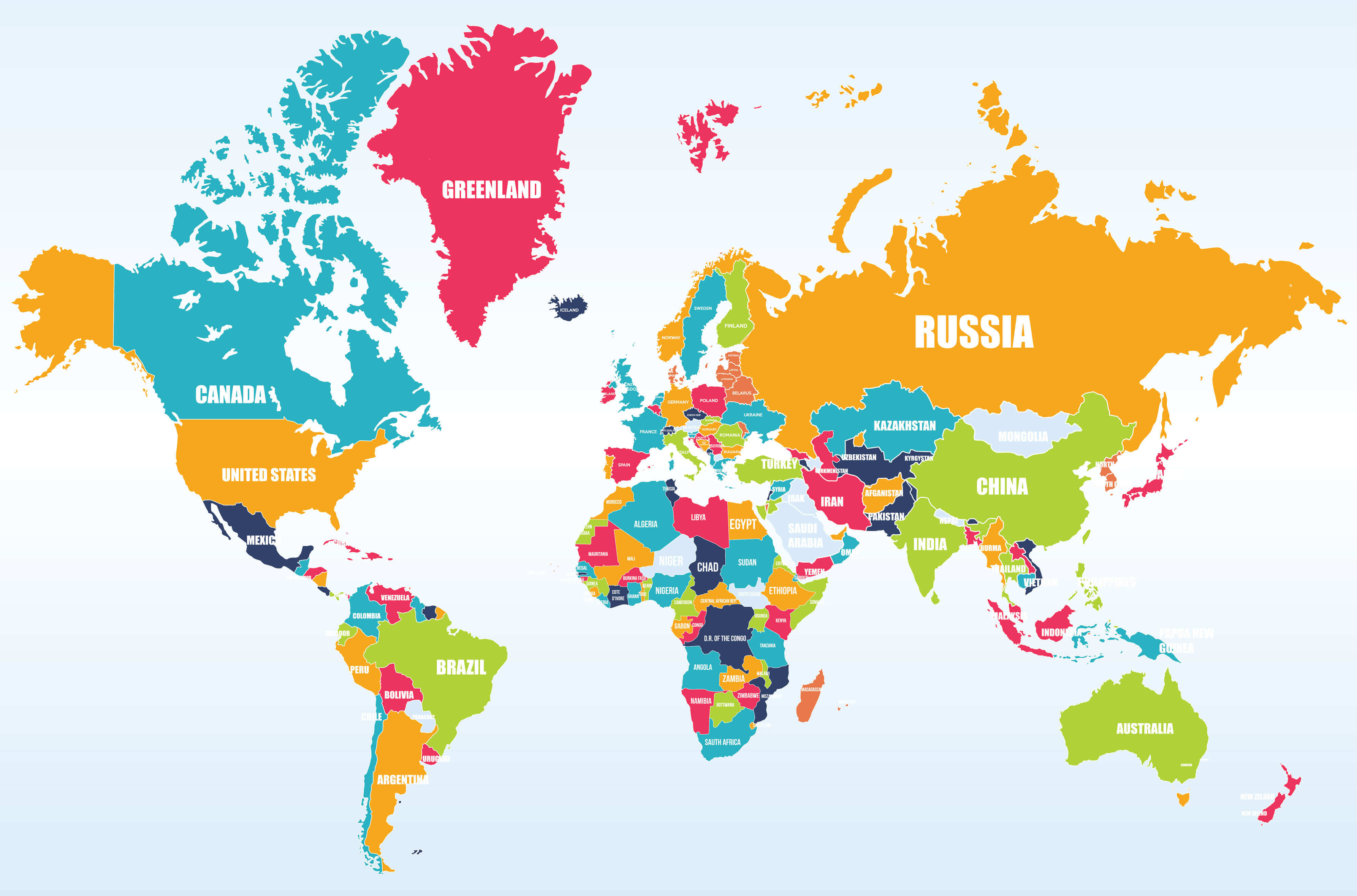 Carte du Monde gratuite avec pays