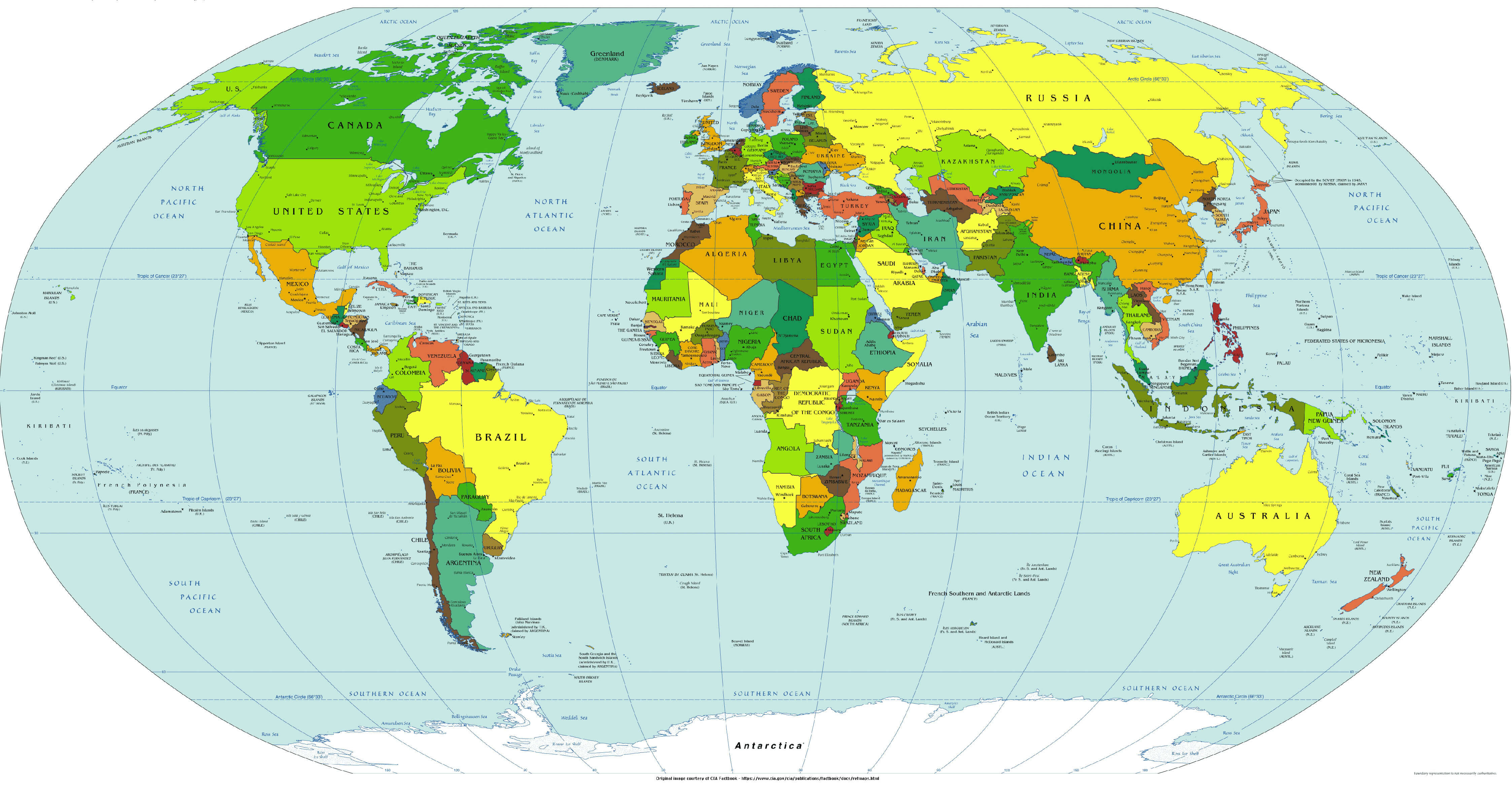 Carte du Monde gratuite en Anglais