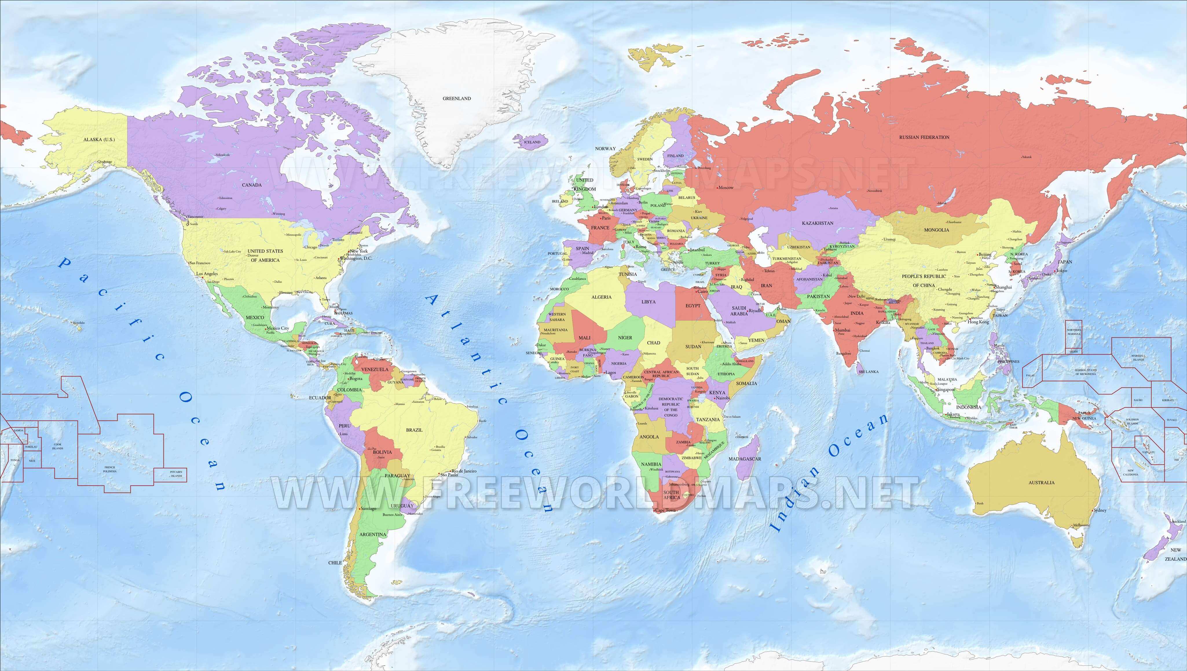 Carte du Monde haute resolution et pays