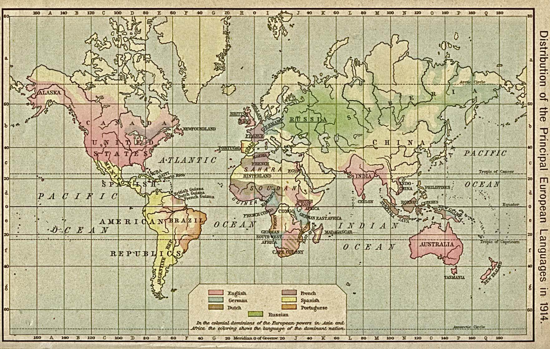 Monde Langues Carte 1914