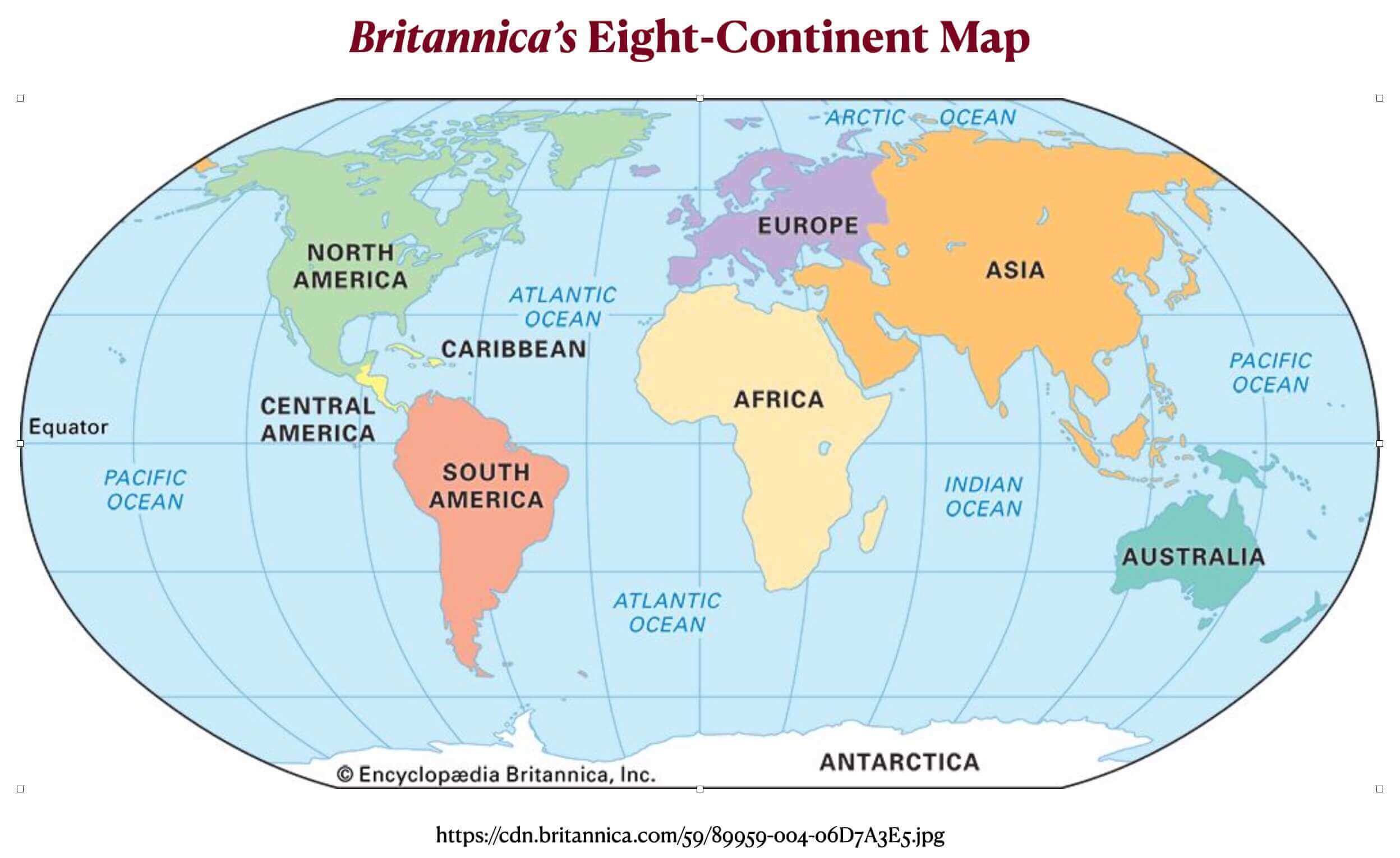Carte des continents du Monde a imprimer