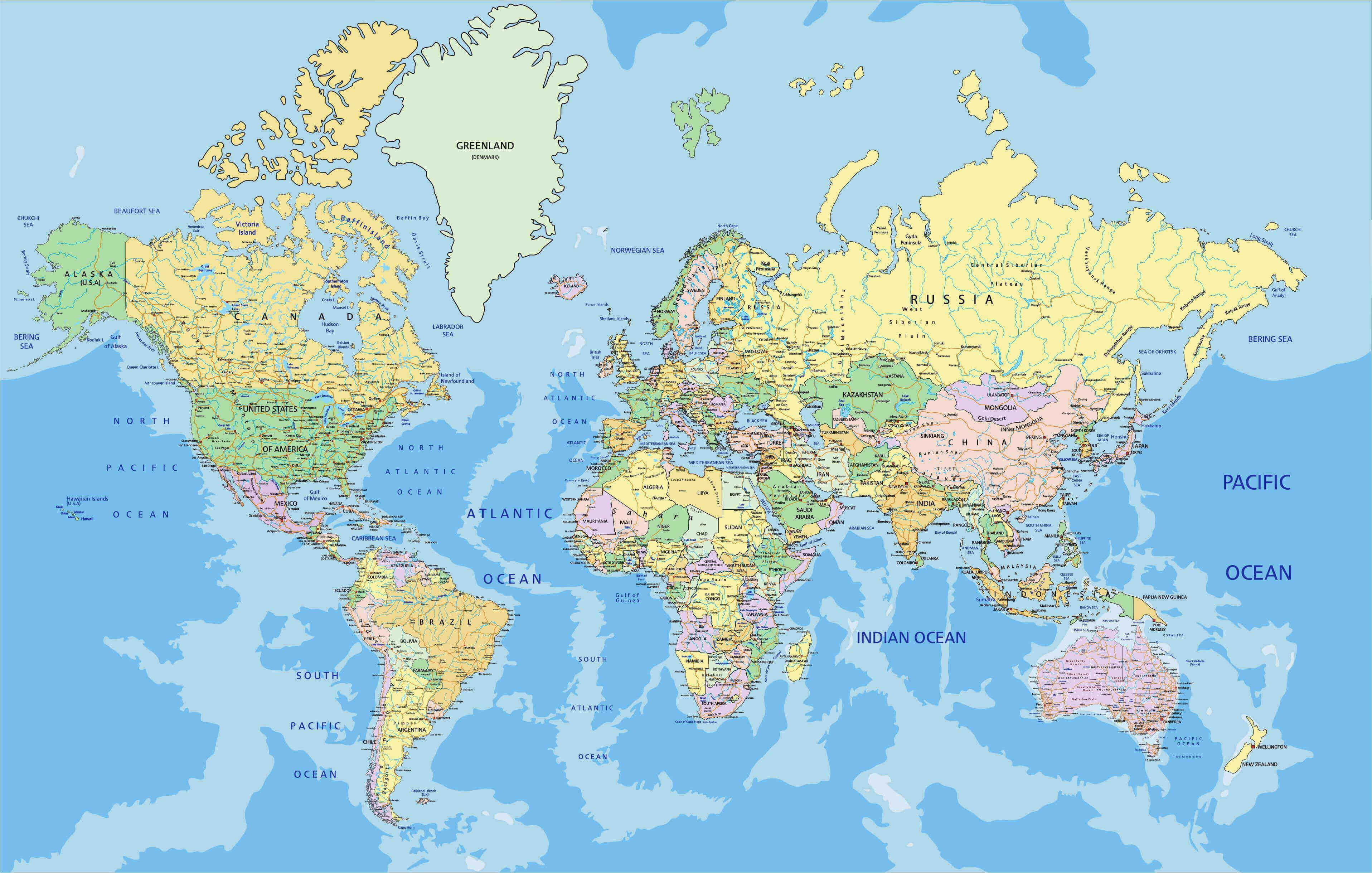 Carte des pays du Monde a imprimer
