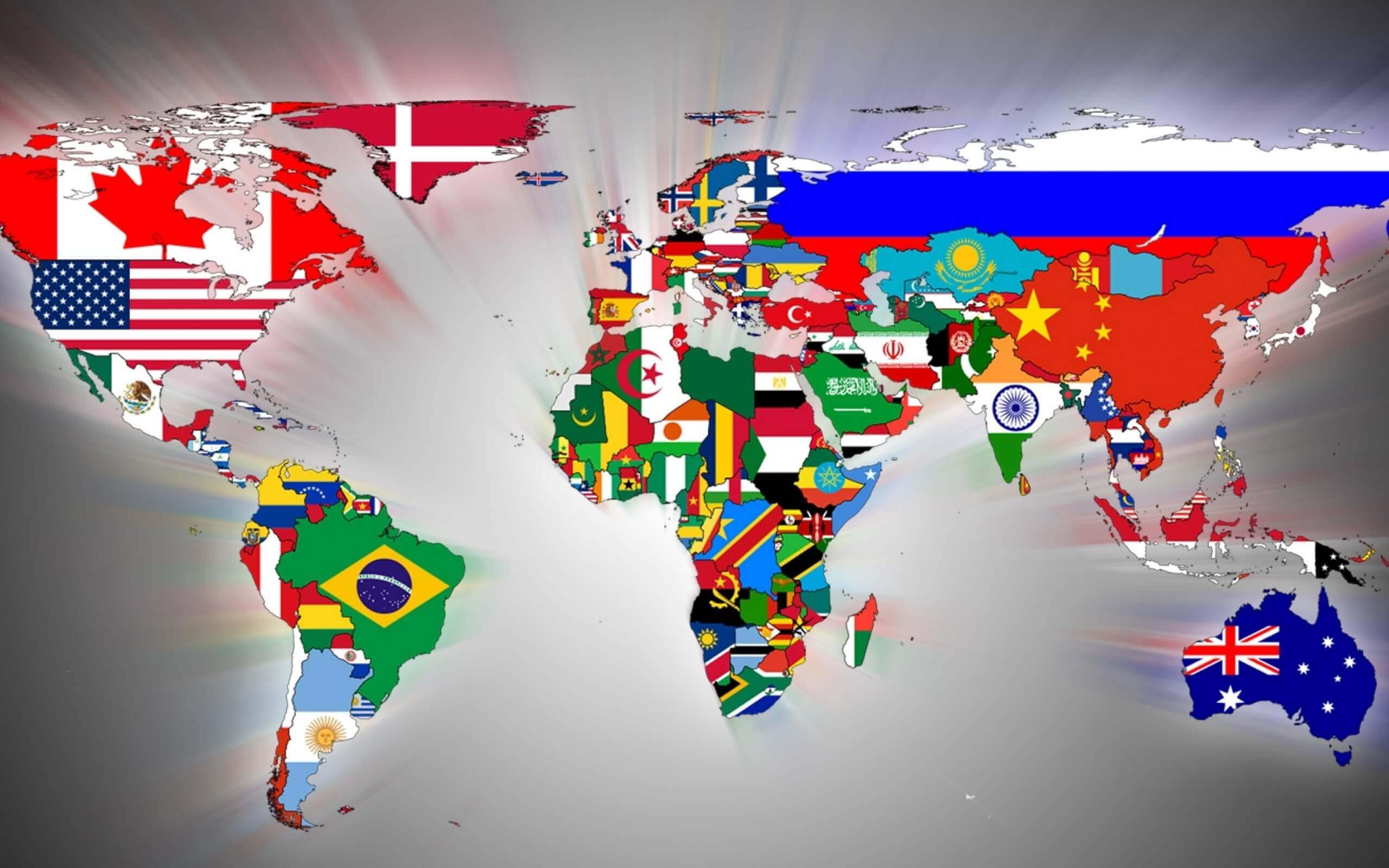 Carte du Monde avec drapeaux des pays a imprimer