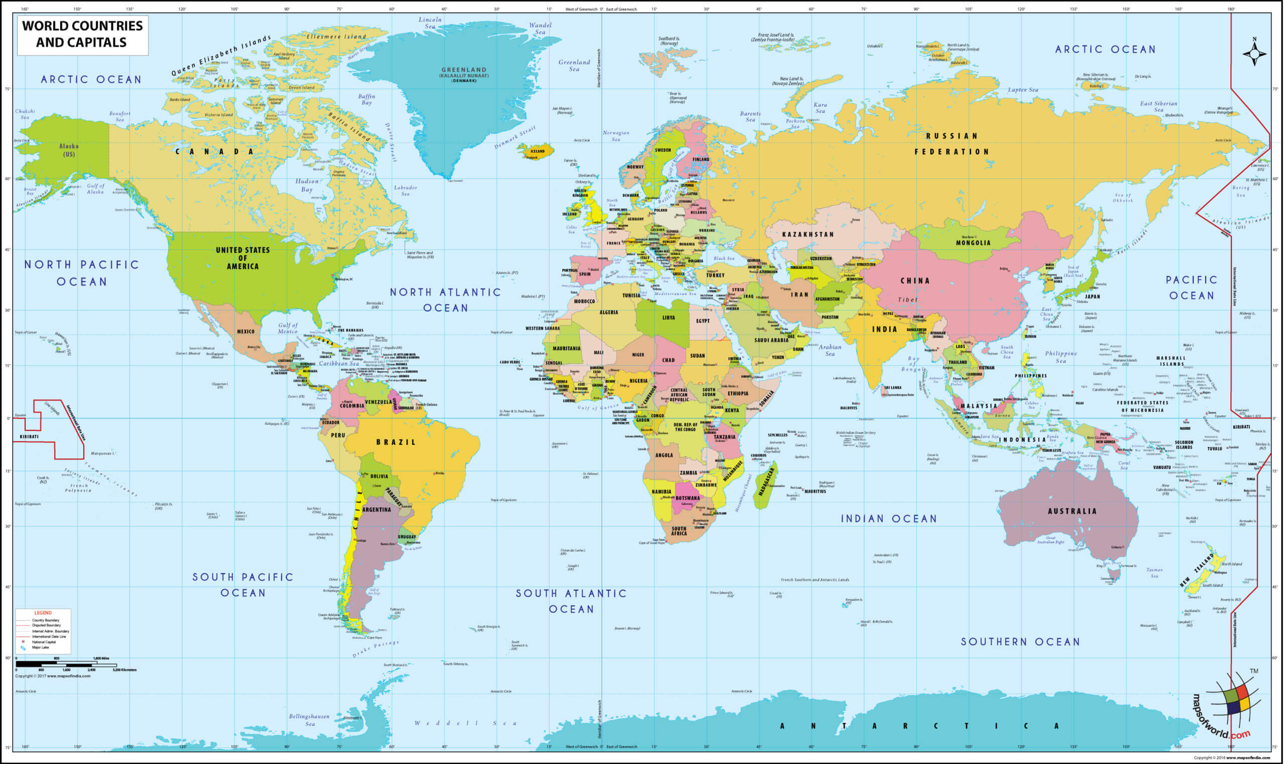 Carte du Monde avec pays a imprimer