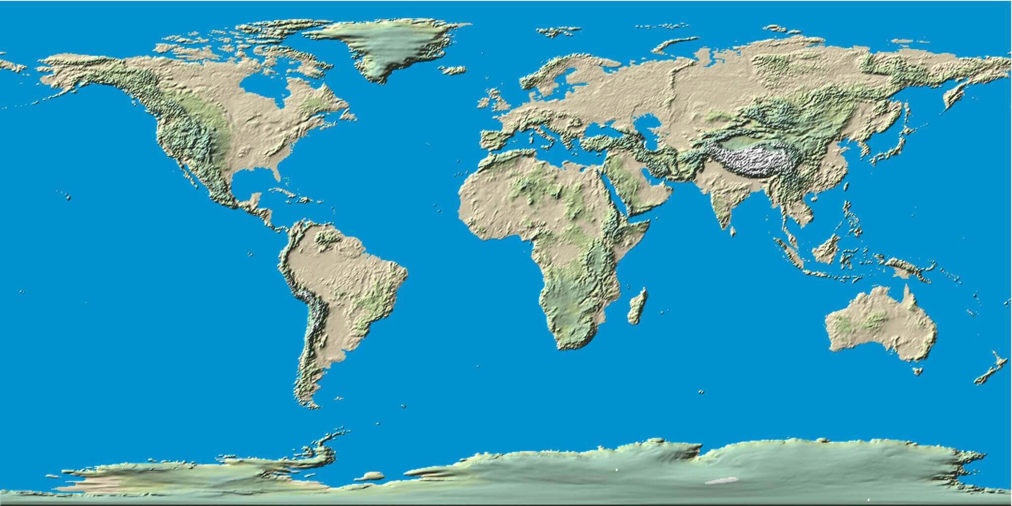 Carte du relief mondial a imprimer