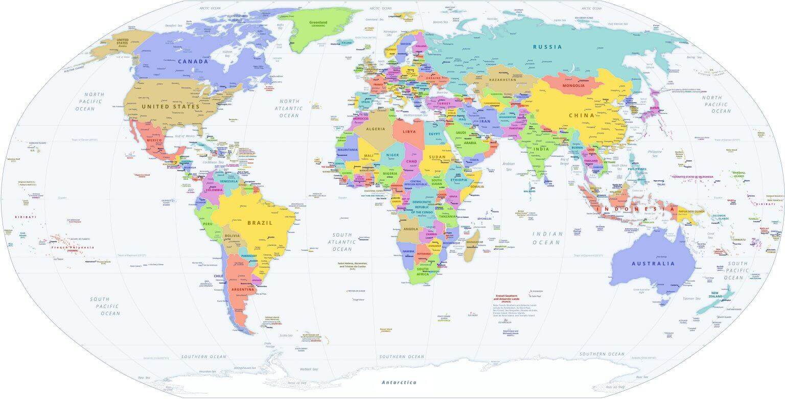 Carte politique du Monde a imprimer