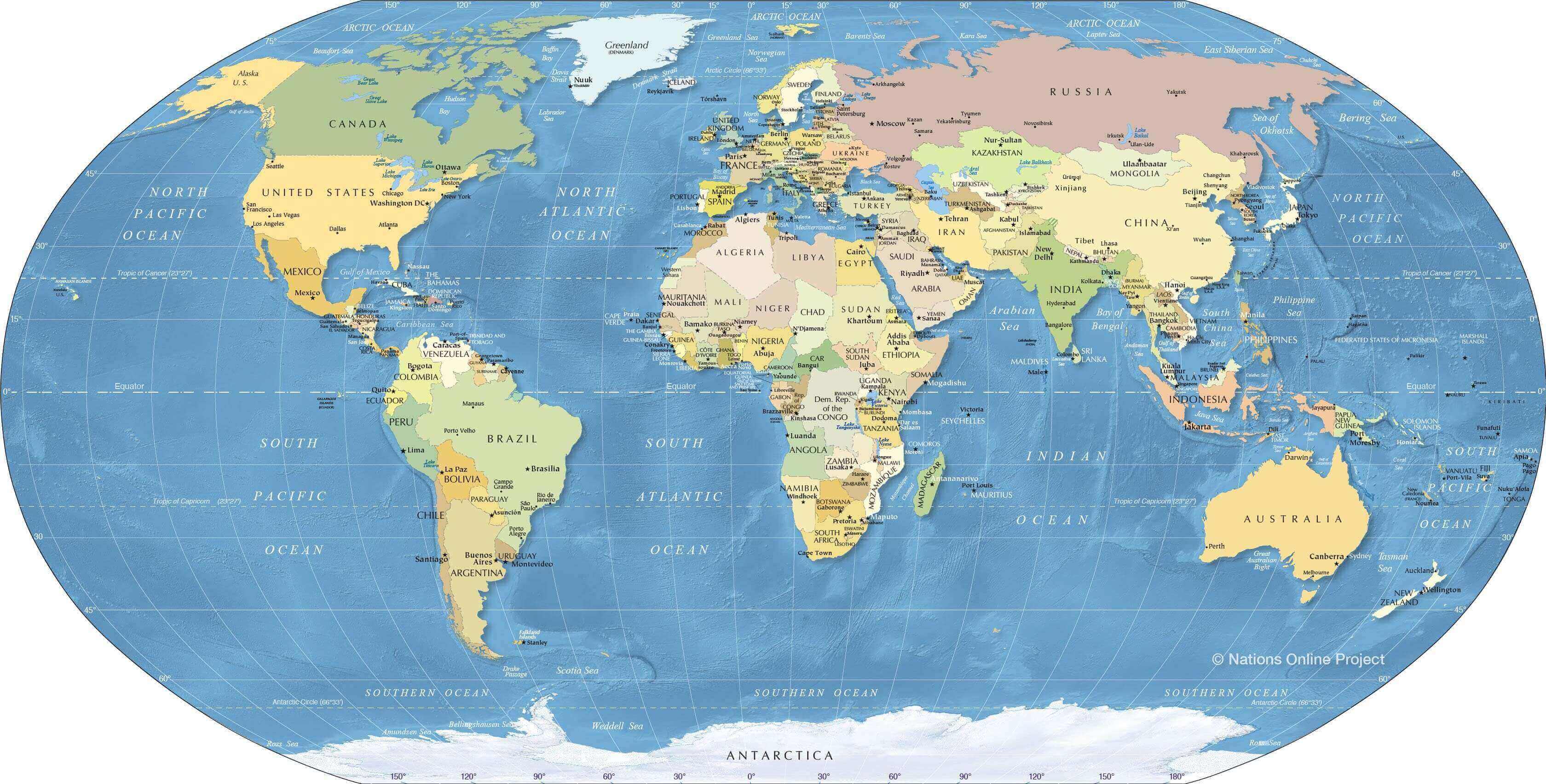Carte politique du Monde haute resolution a imprimer