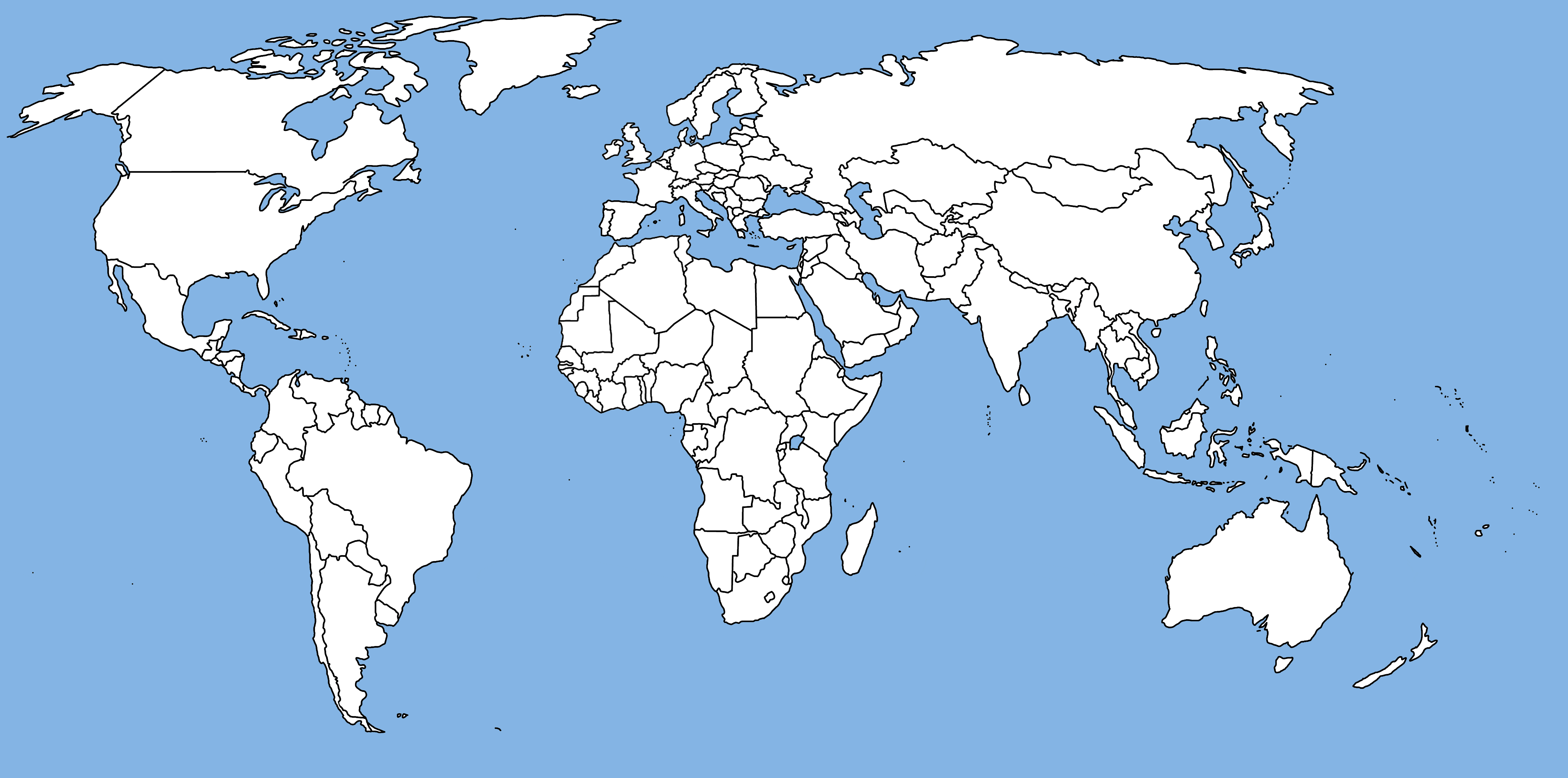 Carte vierge des frontieres des pays du Monde a imprimer