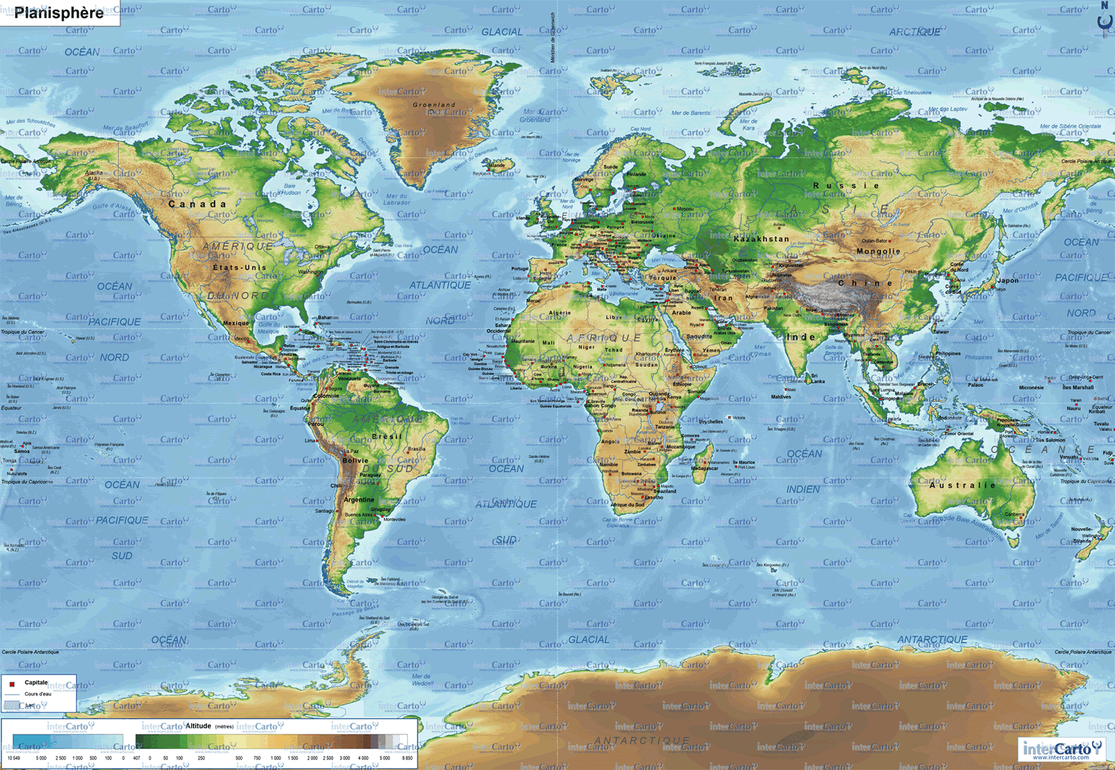 Monde Carte en Français Langue