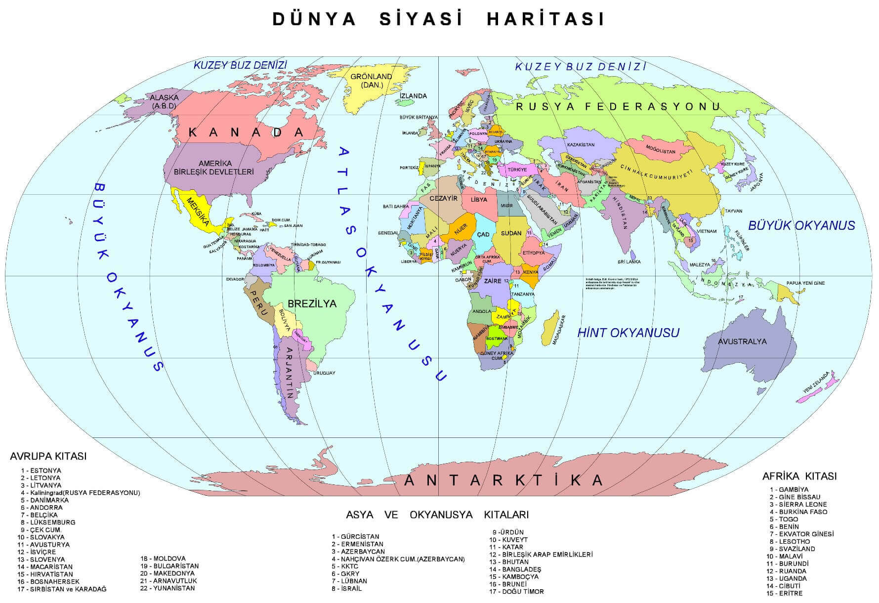 Monde Carte en Turc