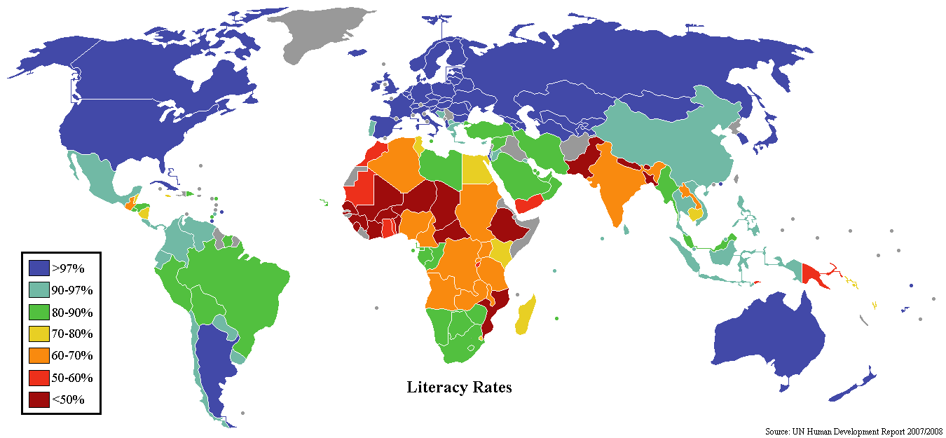 Monde Alphabetisation Rate Carte