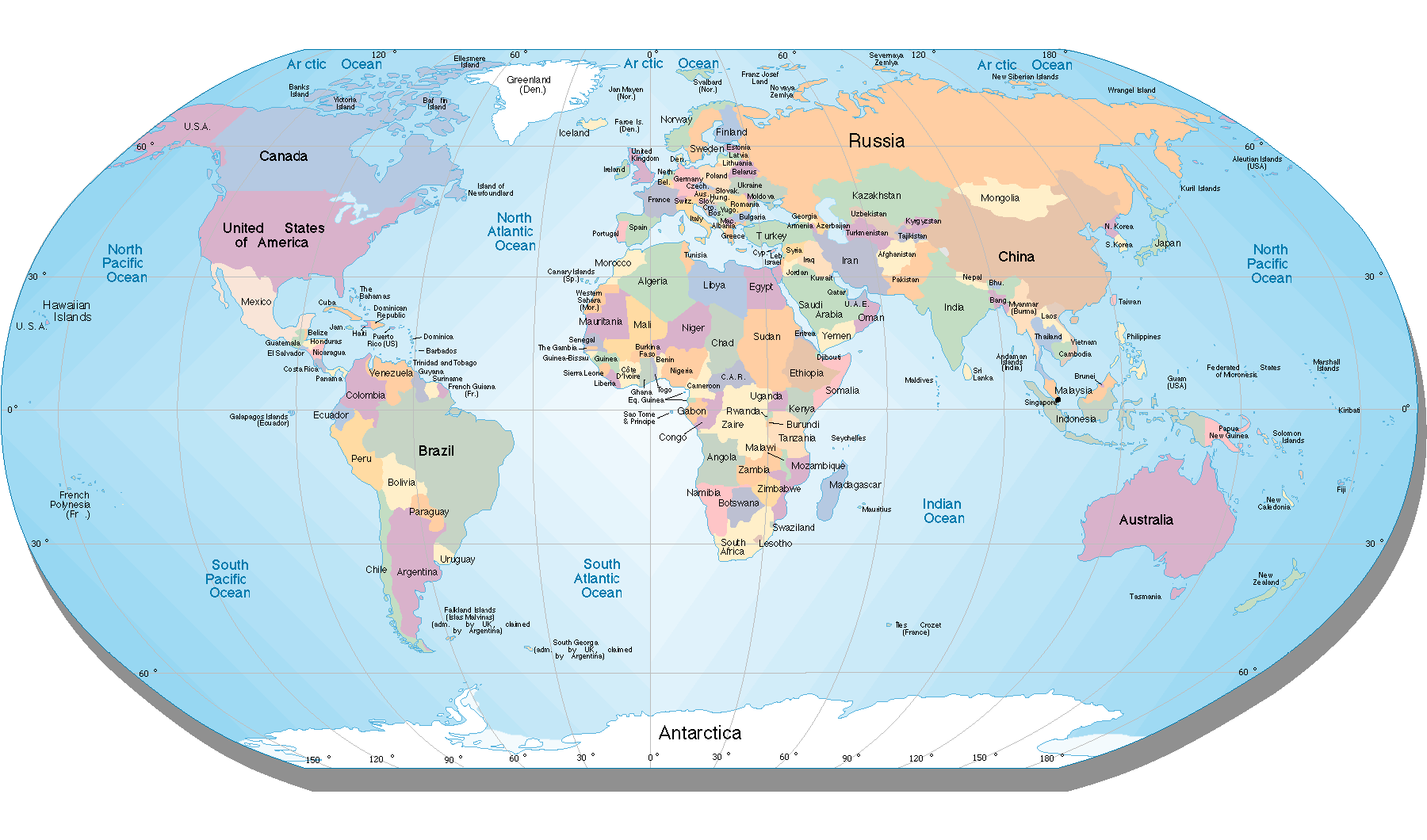 Carte du monde noir-blanc légendée  Blank world map, World map with  countries, Map