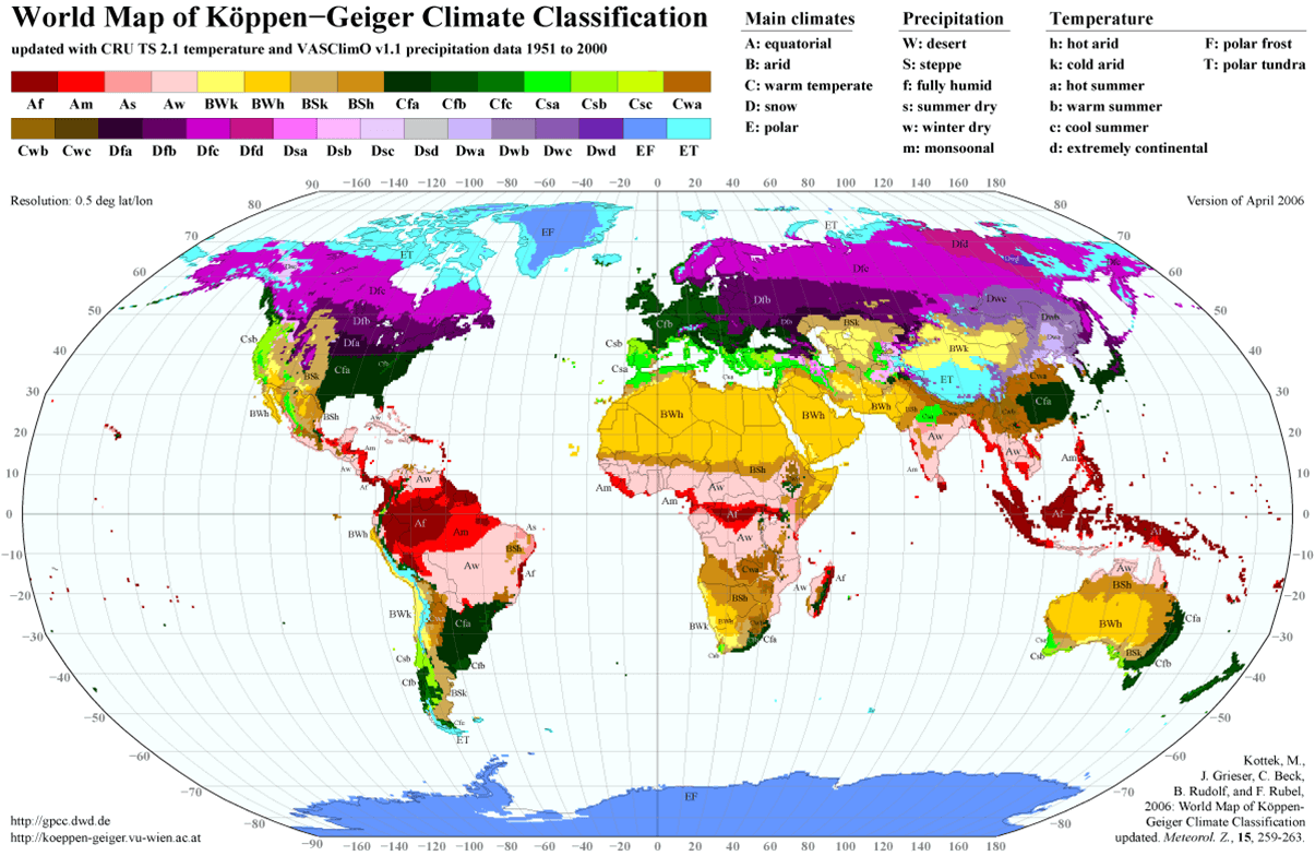 Monde Climat Carte