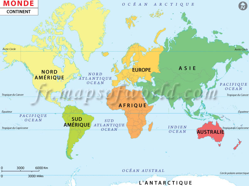 Monde Continents Carte