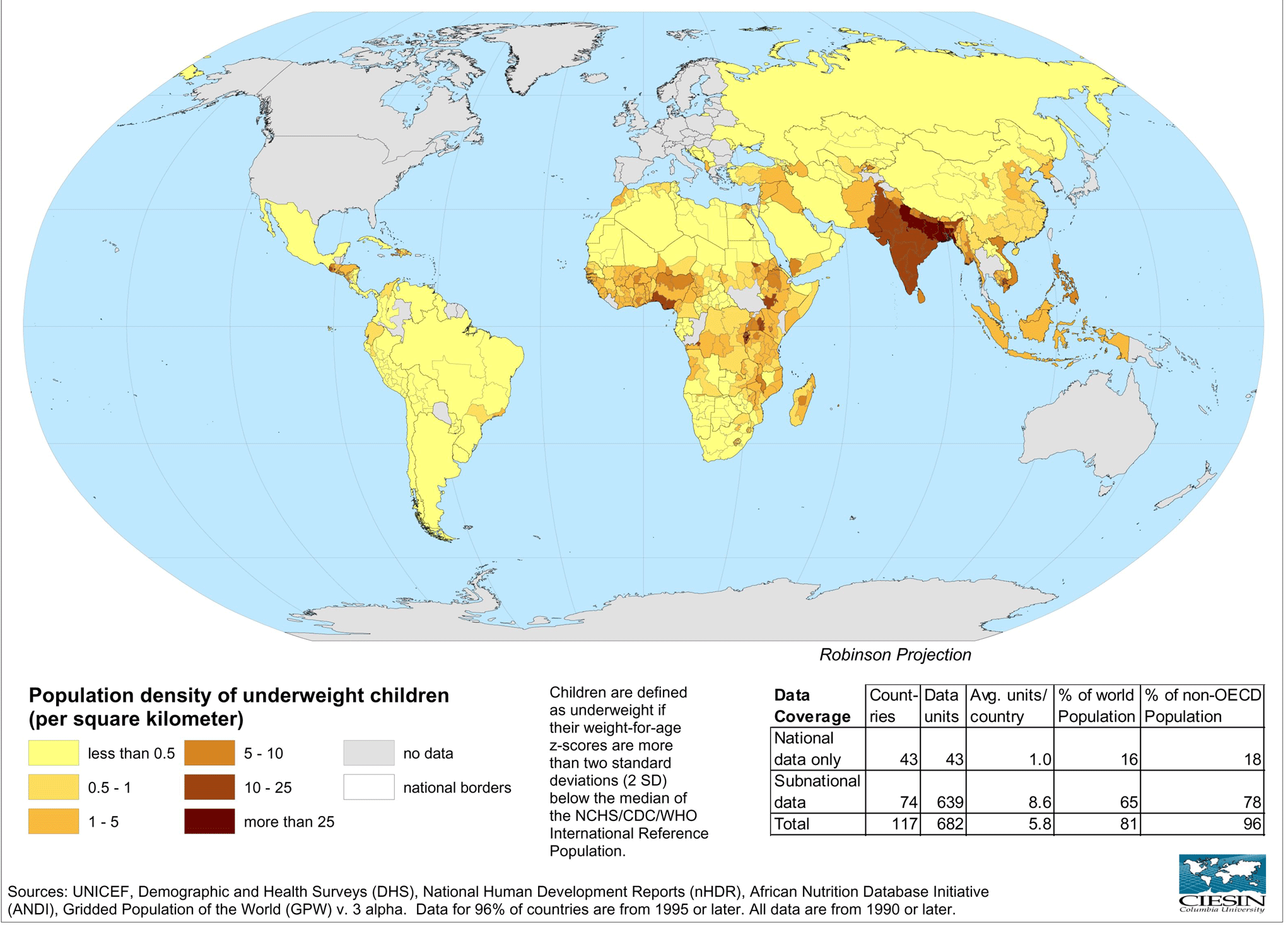 Monde Food Shortage Carte