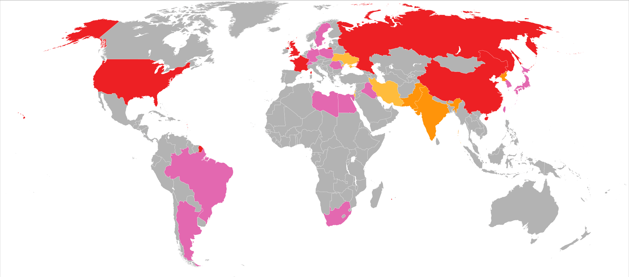 Monde Nucleaire Carte