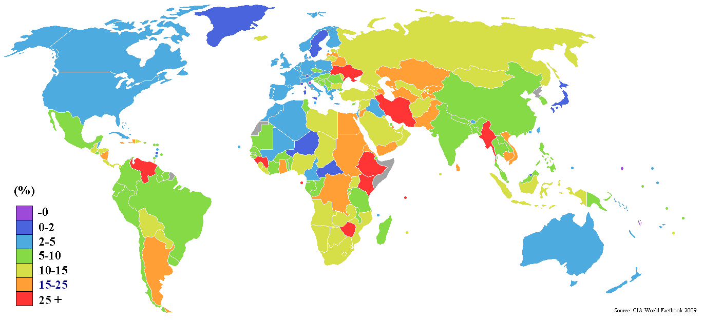 Monde Pays Inflation Tarif Carte